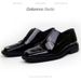Cowhide Square Men's Style Patent Leather Flat Toe Derby Shoes Glossy Casual Black Loafers_vogvips.com