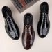 Euro Step Brogue Patent For Men Height Increasing Thick Sole Genuine Leather Breathable Business Formal Korean Style Trendy Casual_vogvips.com
