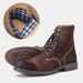 Men's Classic Vintage Work Boots - Genuine Leather Low-Cut Martin Boots With Oil Wax Finish For Outdoor & Casual Wear Outdoor Paratrooper Boots_vogvips.com