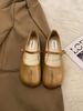 French Retro Mary Jane Single Shoes Women's Versatile Flat Bottom With Skirt Soft Sole Beanie Shoes_vogvips.com