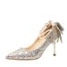 Women's Shoes Champagne High Heels For Women With Stilettos And Bowknots For 18 Year Old Adult Ceremony, Sexy And Versatile Ladies' Shoes_vogvips.com