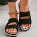 2025 New Summer Soft Leather Sandals Women, Simple Rivet Sports Style, Sloping Heel Slippers For Women_vogvips.com