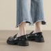 Black Loafers Women's Soft Soles Autumn Round Head Platform British Small Leather Shoes Large Size Women's Shoes_vogvips.com