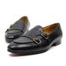 Double Buckle Casual Top Layer Cowhide Men's Fashion Street Style Shoes Genuine Leather Loafers_vogvips.com