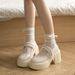 French-style Pearl Bow Thick-soled Chunky Heel Leather Women, 2025 New Spring-summer Mary Jane Shoes For Petite Women_vogvips.com