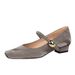 8292-3 French Retro Single Chunky Heel And Square Toe, Stunning Low-heeled Ballet With Metal Strap Buckle, Mary Jane_vogvips.com