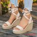 Cross-border Plus-size Lace-up Roman Women, New Summer Style, Wedge-heeled Thick-soled Linen Sandals For Women_vogvips.com