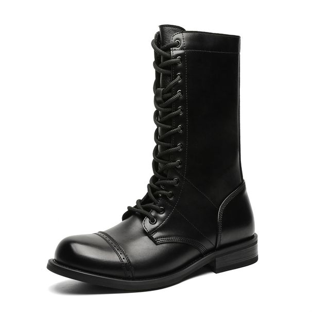 Thick-soled Heightening Retro Tooling Boots Long Tube Couple American Military Fan Paratrooper Boots Breathable Boots_vogvips.com