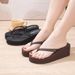 Women's Double Strap Wedge Heel Platform Flip Flops Summer Beach Non-Slip Odor Resistant Shoes_vogvips.com