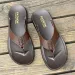 Mens Brown Leather Flip Flops Thong Design Durable Construction For Daily Wear And Beach Activities_vogvips.com