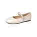 Flat Single Shoes Women's Summer Ballet Shallow Mouth With Skirt Rhinestone Word Belt Mary Jane Shoes_vogvips.com