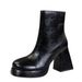 7992-2 European And American Style Fashion Trendy Chunky Heel High-heeled Round Toe Retro Winter Short Boots,_vogvips.com