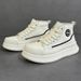 High-top Sneakers Trendy Versatile White Thick Sole Height-increasing Sports Casual Lightweight Genuine Leather Men's_vogvips.com