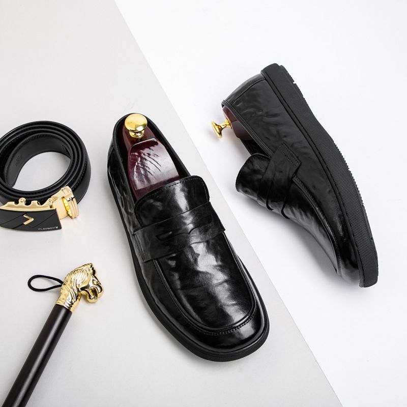 2024 Bauhinia Pattern Top Layer Cowhide New Fashion Casual Versatile Leather Business Formal Slip-On Men's Shoes_vogvips.com