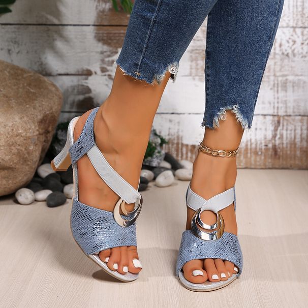 Women’s Shoes Kitten Heel Large Size Women's Sandals Metal Buckle Decoration Fashion High Heel Sandals Women_vogvips.com