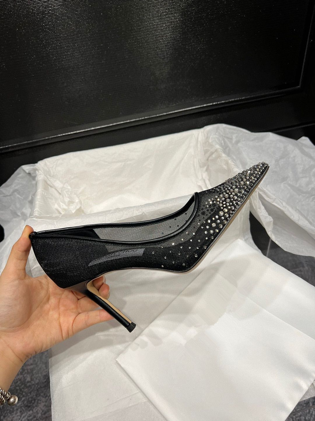 French Style Mesh Elegant Pointed Toe Shallow Mouth High Heels 2025 Early Spring New Thin Heel Wedding Bridesmaid S_vogvips.com