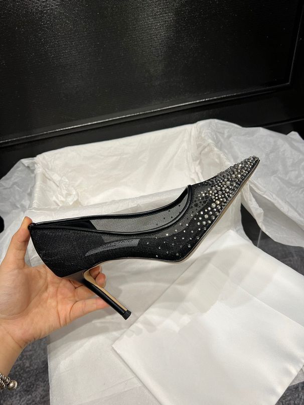 French Style Mesh Elegant Pointed Toe Shallow Mouth High Heels 2025 Early Spring New Thin Heel Wedding Bridesmaid S_vogvips.com