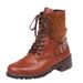 Women's Plus Size Chunky Heel Ankle Boots With Side Zipper & Lace-Up Detail - PU Leather Martin Boots_vogvips.com