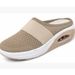 Coarse Summer New Plus Size Lazy Person With One Foot Kick, Toe Cover, Mesh Slippers, Women's Simple Slope Heel Mop_vogvips.com