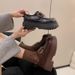 Leather Platform High-heeled Loafers Women's Velvet Small Leather Shoes_vogvips.com