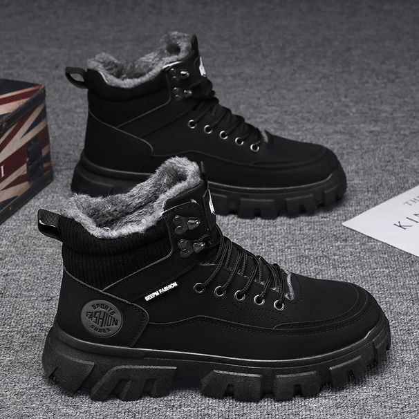 Men's Winter High-Top Casual Sneakers Fashionable Slip-Resistant Warm Lined Shoes With Cushion Comfort_vogvips.com