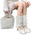 Spring/Summer Openwork Peep Toe Mid Calf Boots Women's Retro Unique Stiletto Heels Bow Tie High Heeled Sandals_vogvips.com
