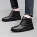 Men's Genuine Leather High-top Boots With Fleece Lining, Warm Real Wool, Cotton Casual Short Cowhide Boots, Large Size_vogvips.com