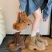 Platform Height-Increasing Martin For Women 2025 Autumn New Fashion Melad Slimming Short Lace-Up Yellow Boots_vogvips.com