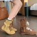 Women Boxing Boots 2025 New Women's Height-Increasing Boxing Autumn Flat Brown Short Lace-Up Suede Genuine Leather Martin Boots_vogvips.com