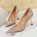 0755-A6 Fashion Sexy Banquet Thin High Heel Shallow Mouth Pointed Sequin Women's Wedding Single Shoes_vogvips.com