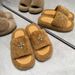 High Quality! 25 Autumn Winter New SMFK Cross Flower Thick Sole Furry Outdoor Height Increasing Casual One-Strap Women's_vogvips.com