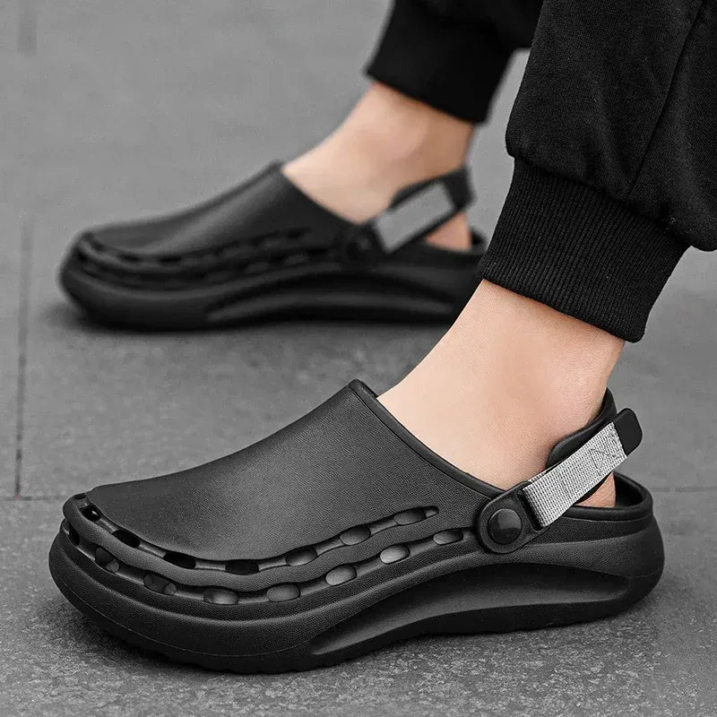 Quick-Dry EVA Solid Color Mens Sandals Fashion Trendy Lightweight Outdoor Travel Essentials Beach Shoes Casual Men’s_vogvips.com