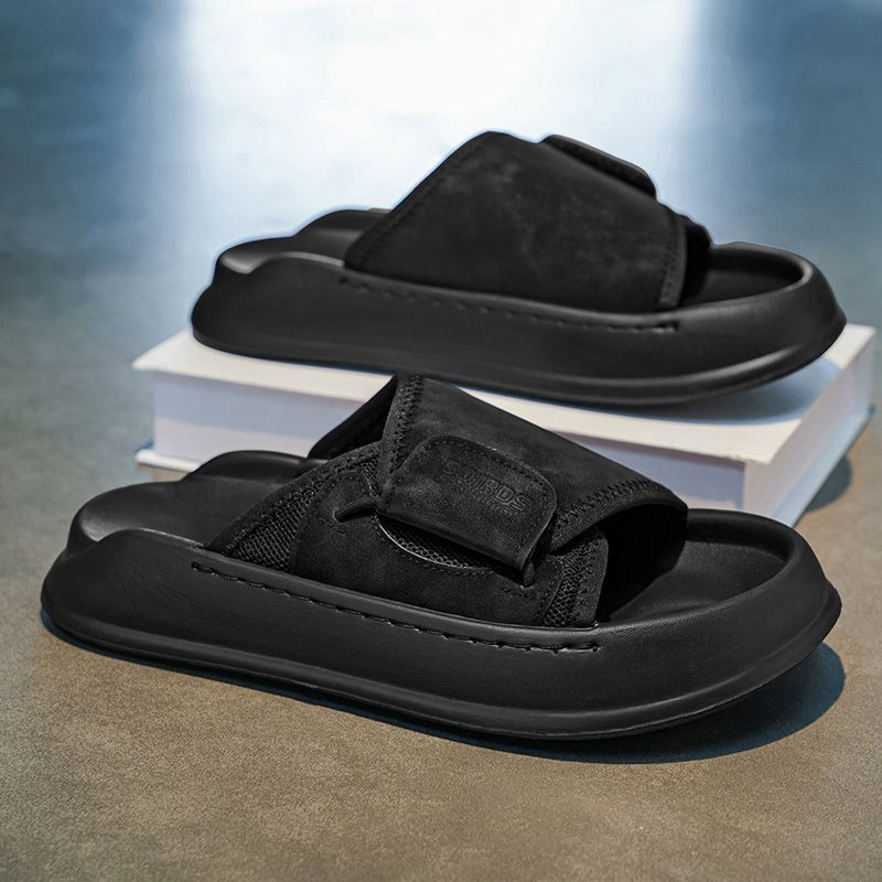 Casual Men's Open-toe Thick-soled Beach Sandals A Comfortable Feel, Trendy 2026 Summer New Model With Velcro Straps_vogvips.com