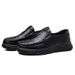 Euro Step Autumn New Genuine Leather Business Casual Men's Thick Sole Slip-On Loafers Non-Slip Wear-Resistant Dad Shoes_vogvips.com