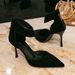 Women's High Heel Sandals Women's Black Plush Fashion Sexy Pointed Toe Back Zipper High Heel Women's Shoes_vogvips.com