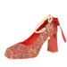 9983-H79TP Korean Style Sequin Pearl Strap Women's Square Toe Shallow Mouth Chunky Super High Heel Waterproof Platform_vogvips.com