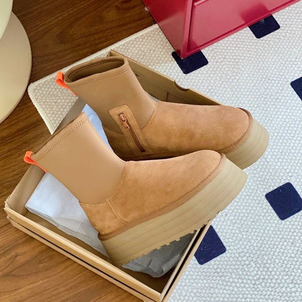 Latin American Sheepskin And Fur Integrated Snow Women's Winter 2023 New Thick Soled Elastic Tube Short Boots, Showing_vogvips.com