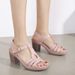 (Special Offer Sold Out No Restock) Women's With Metal Buckle And Stitching, Chunky High Heels, Plus Size Sandals_vogvips.com