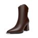 Shoes Popular Online Style Pointed Toe Thick Heel High End Short Boots For Women Autumn And Winter High Heels Small French Ankle Boots_vogvips.com