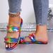 Summer New Flat Sandals For Women, Fashion Iridescent Gradient One-Strap Sandals, Internet-Famous Versatile Beach Shoes_vogvips.com