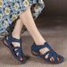 New Casual With Cross-stitching, Non-slip, Lightweight, Soft Cowhide Sole, Large Size, Retro Wedge Heel, Comfortable_vogvips.com