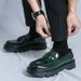 Men's Le Fu New British Style Business Dress, Shiny Surface, One Foot Stepping Big Toe Shoes, Thick Sole, Height_vogvips.com