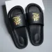 Mens Fashion Solid Color Slide Slippers With Metallic Horse Detail Comfortable Cushioned Sole For Indoor And Outdoor Use_vogvips.com