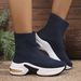 Women's Autumn Flyknit Casual Sock Boots Breathable Thick Sole Platform Slip-On Elastic Ankle Boots Plus Size Sports Style_vogvips.com