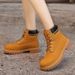 Premium Full-Grain Leather Unisex High-Top Work Boots - Waterproof Slip-Resistant Rugged Martin Boots For Men & Women (Yellow)_vogvips.com
