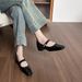 French Light Mouth Mary Jane Single Shoes Women's Thick Heel Medium Heel Ladyshoes Not Tired Feet Work Women's Shoes_vogvips.com