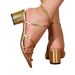 New Foreign Trade Cross-border Gold Korean-style One-strap Women, Chunky High-heeled Sandals With Round Toe, Fashionable_vogvips.com