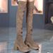 Slimming For Women 2025 New Autumn Winter High Heel Extended Over-the-Knee Stretch Suede Slip-On Single Boots_vogvips.com