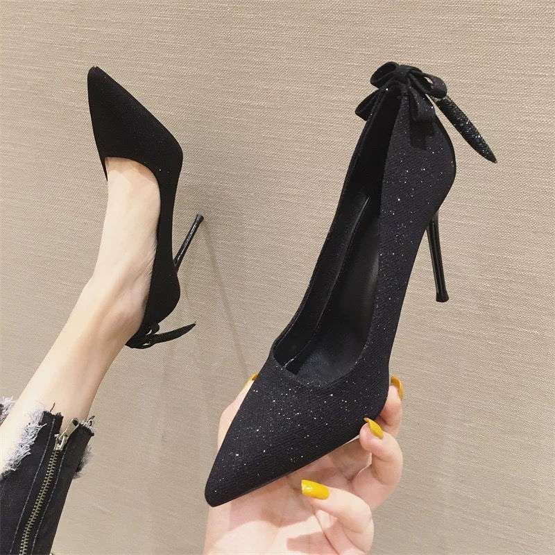 European American Style Simple Stiletto High-heeled Shiny Party Shoes, Shallow Pointed Toe, Sexy And Professional OL_vogvips.com