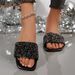 European And American Fashion Sequin Flat For Women, 2026 New Casual Versatile Square-toed Comfortable One-strap Beach_vogvips.com